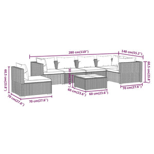 Set Divani da Giardino 7 pz con Cuscini in Polyrattan Marrone cod mxl 39038