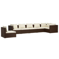 Set Divani da Giardino 7 pz con Cuscini in Polyrattan Marrone 3102338