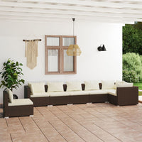 Set Divani da Giardino 7 pz con Cuscini in Polyrattan Marrone 3102338