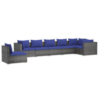 Set Divani da Giardino 7 pz con Cuscini in Polyrattan Grigio cod mxl 44892