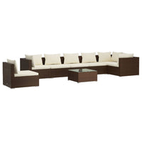 Set Divani da Giardino 8 pz con Cuscini in Polyrattan Marrone cod mxl 42456