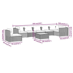 Set Divani da Giardino 8 pz con Cuscini in Polyrattan Grigio 3102350