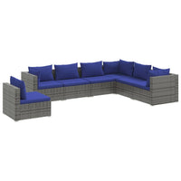 Set Divani da Giardino 7 pz con Cuscini in Polyrattan Grigio cod mxl 44693