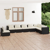 Set Divani da Giardino con Cuscini 8 pz in Polyrattan Nero cod mxl 57048