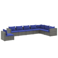 Set Divani da Giardino 8 pz con Cuscini in Polyrattan Grigio 3102374