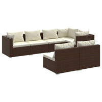 Set Divani da Giardino 7 pz con Cuscini in Polyrattan Marrone 3102386