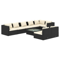 Set Salotto da Giardino 9 pz con Cuscini in Polyrattan Nero 3102407