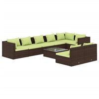 Set Divani da Giardino 9 pz con Cuscini in Polyrattan Marrone 3102412