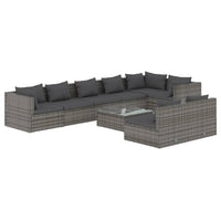 Set Divani da Giardino 9 pz con Cuscini in Polyrattan Grigio 3102413