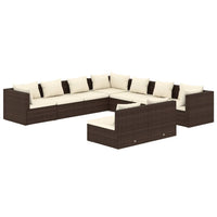 Set Divani da Giardino 9 pz con Cuscini in Polyrattan Marrone cod mxl 40851