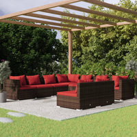 Set Divani da Giardino 9 pz con Cuscini in Polyrattan Marrone cod mxl 39058