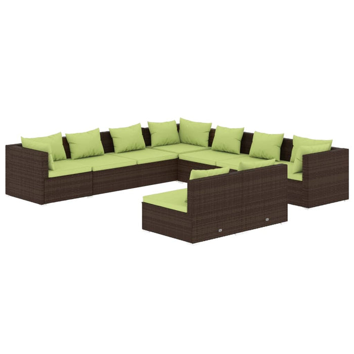 Set Divani da Giardino 9 pz con Cuscini in Polyrattan Marrone 3102420