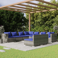 Set Divani da Giardino 9 pz con Cuscini in Polyrattan Grigio cod mxl 39046