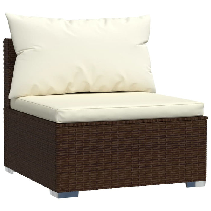 Set Divani da Giardino 10 pz con Cuscini in Polyrattan Marrone 3102426