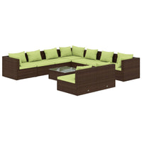 Set Divani da Giardino 10 pz con Cuscini in Polyrattan Marrone cod mxl 39050