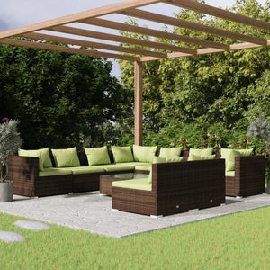 Set Divani da Giardino 10 pz con Cuscini in Polyrattan Marrone cod mxl 39050