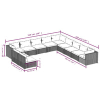 Set Divani da Giardino 11 pz con Cuscini in Polyrattan Marrone 3102450