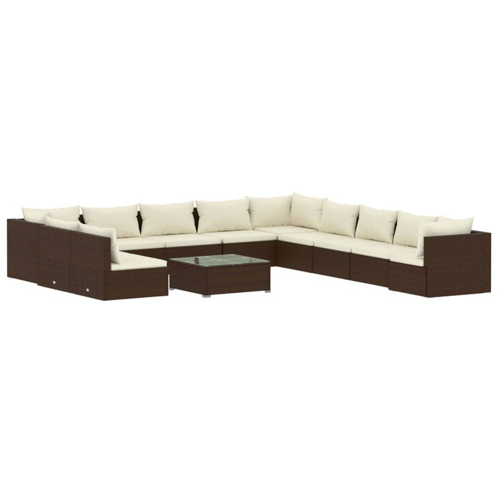 Set Divani da Giardino 12 pz con Cuscini in Polyrattan Marrone cod mxl 42483