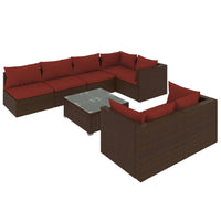 Set Divani da Giardino 8 pz con Cuscini in Polyrattan Marrone 3102467