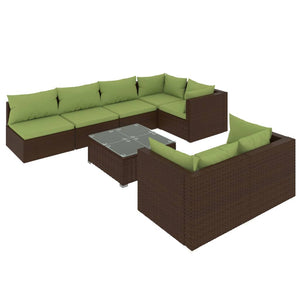 Set Divani da Giardino 8 pz con Cuscini in Polyrattan Marrone cod mxl 39075