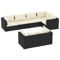 Set Divani da Giardino 7 pz con Cuscini in Polyrattan Nero cod mxl 31345