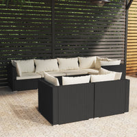 Set Divani da Giardino 7 pz con Cuscini in Polyrattan Nero cod mxl 31345