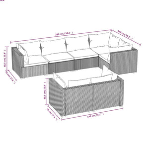 Set Divani da Giardino 7 pz con Cuscini in Polyrattan Marrone