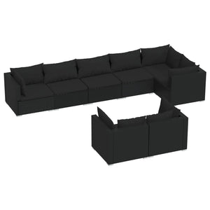 Set Mobili da Giardino con Cuscini 8 pz Nero in Polyrattan 3102480