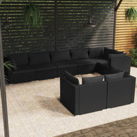 Set Divani da Giardino 8 pz con Cuscini in Polyrattan Nero cod mxl 40474