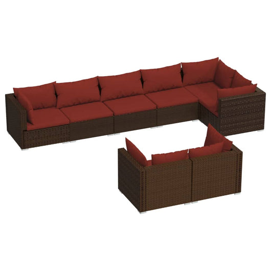 Set Divani da Giardino 8 pz con Cuscini in Polyrattan Marrone cod mxl 39077