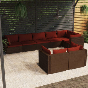 Set Divani da Giardino 8 pz con Cuscini in Polyrattan Marrone cod mxl 39077