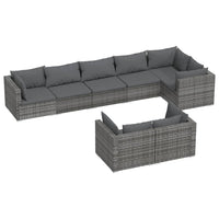 Set Divani da Giardino 8 pz con Cuscini in Polyrattan Grigio cod mxl 40476