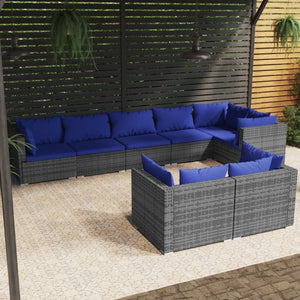 Set Divani da Giardino 8 pz con Cuscini in Polyrattan Grigio cod mxl 39079