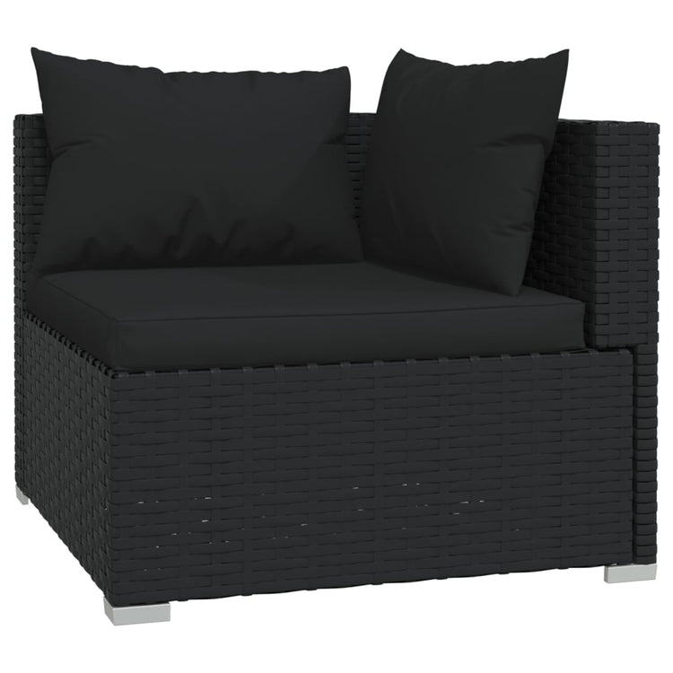 Set Salotto da Giardino con Cuscini 9pz Nero in Polyrattan 3102488