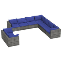 Set Divani da Giardino 9 pz con Cuscini in Polyrattan Grigio 3102502