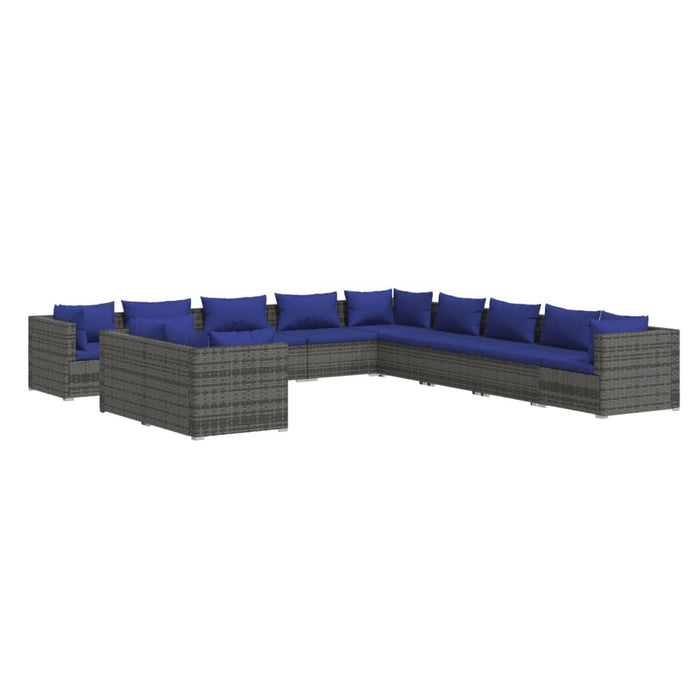 Set Divani da Giardino 11 pz con Cuscini in Polyrattan Grigio cod mxl 44794