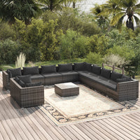 Set Divani da Giardino 12 pz con Cuscini in Polyrattan Grigio cod mxl 43816