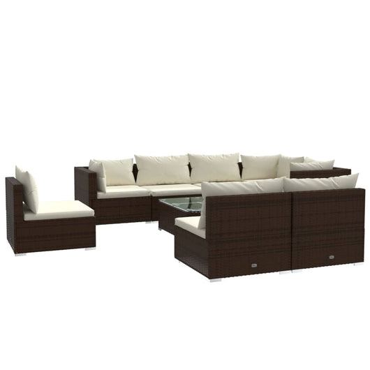 Set Divani da Giardino 9 pz con Cuscini in Polyrattan Marrone cod mxl 53885