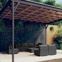 Set Divani da Giardino 9 pz con Cuscini in Polyrattan Grigio 3102557