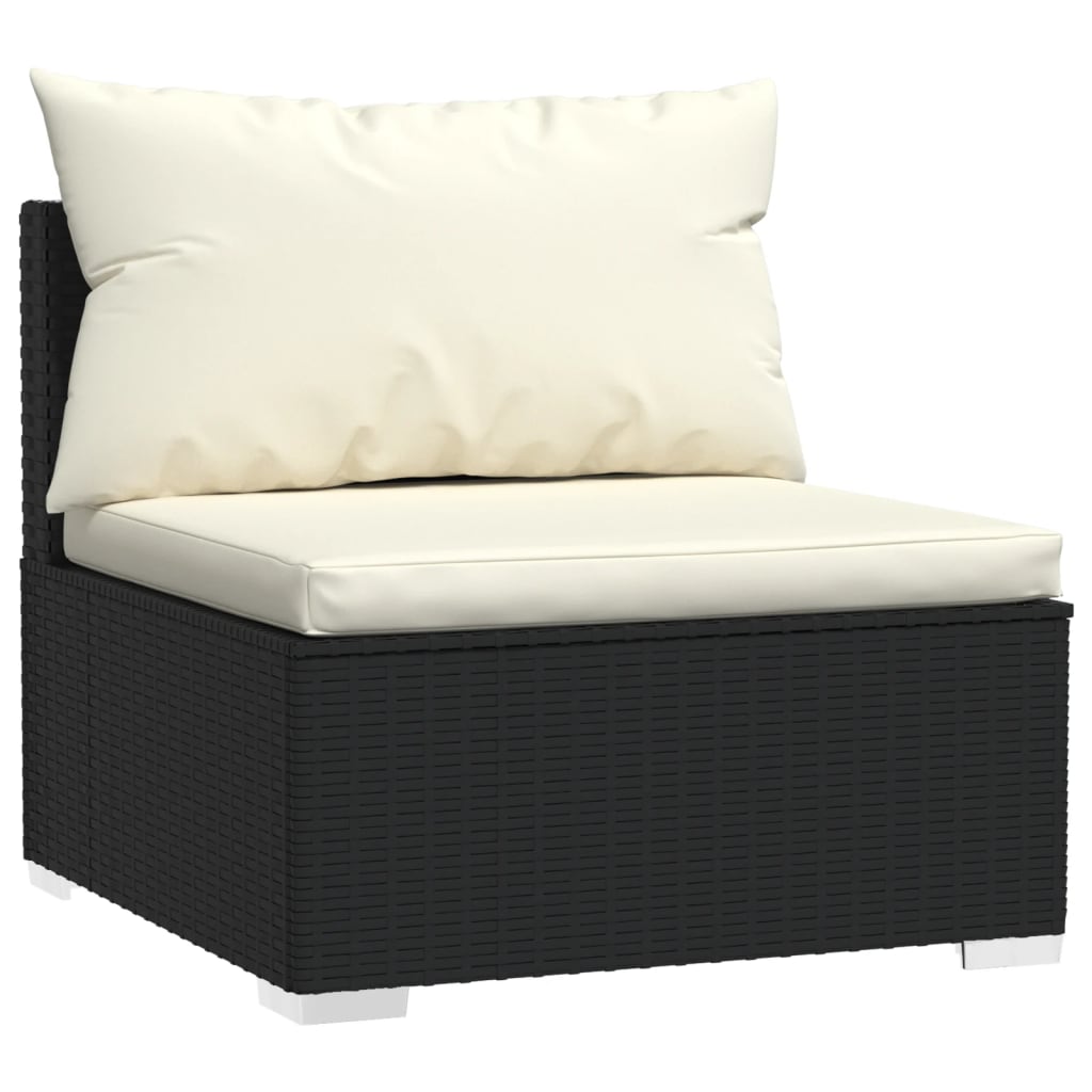 Set Divani da Giardino 9 pz con Cuscini in Polyrattan Nero 3102559