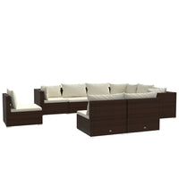 Set Divani da Giardino 9 pz con Cuscini in Polyrattan Marrone 3102578