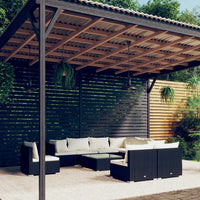 Set Divani da Giardino 10 pz con Cuscini in Polyrattan Nero cod mxl 32620