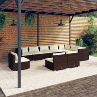 Set Divani da Giardino 10 pz con Cuscini in Polyrattan Marrone cod mxl 42463