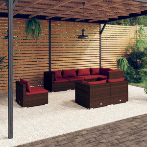 Set Divani da Giardino 8 pz con Cuscini in Polyrattan Marrone cod mxl 37897