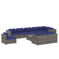 Set Divani da Giardino 10 pz con Cuscini in Polyrattan Grigio 3102638