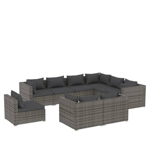 Set Divani da Giardino 9 pz con Cuscini in Polyrattan Grigio 3102645