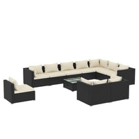 Set Divani da Giardino 11 pz con Cuscini in Polyrattan Nero cod mxl 56323