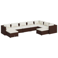 Set Divani da Giardino 9 pz con Cuscini in Polyrattan Marrone cod mxl 42496