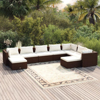 Set Divani da Giardino 9 pz con Cuscini in Polyrattan Marrone cod mxl 42496