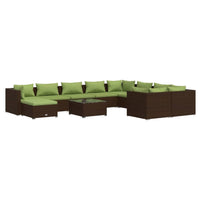 Set Divani da Giardino 11 pz con Cuscini in Polyrattan Marrone cod mxl 35874